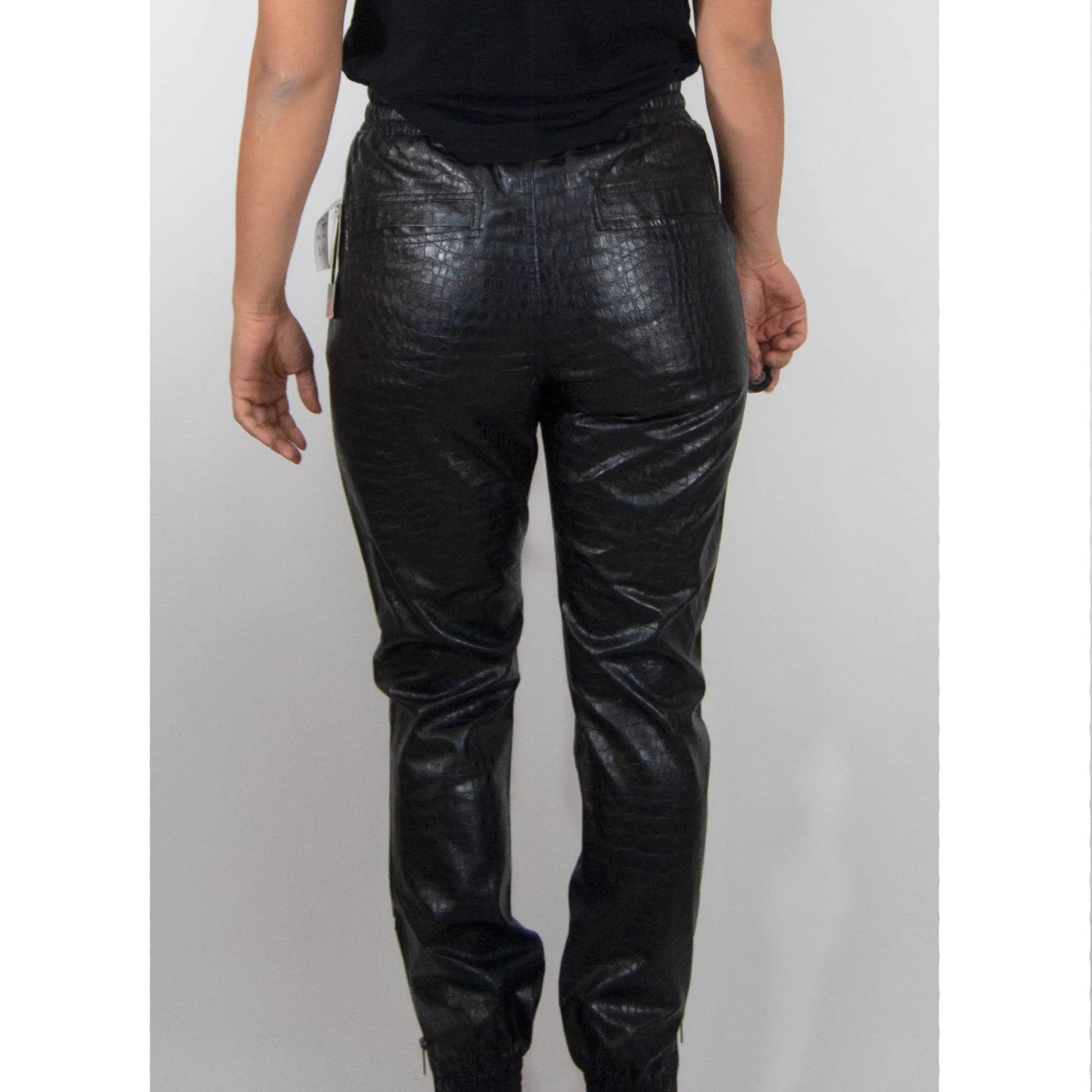 00's Pleather Black Joggers  by South Pole