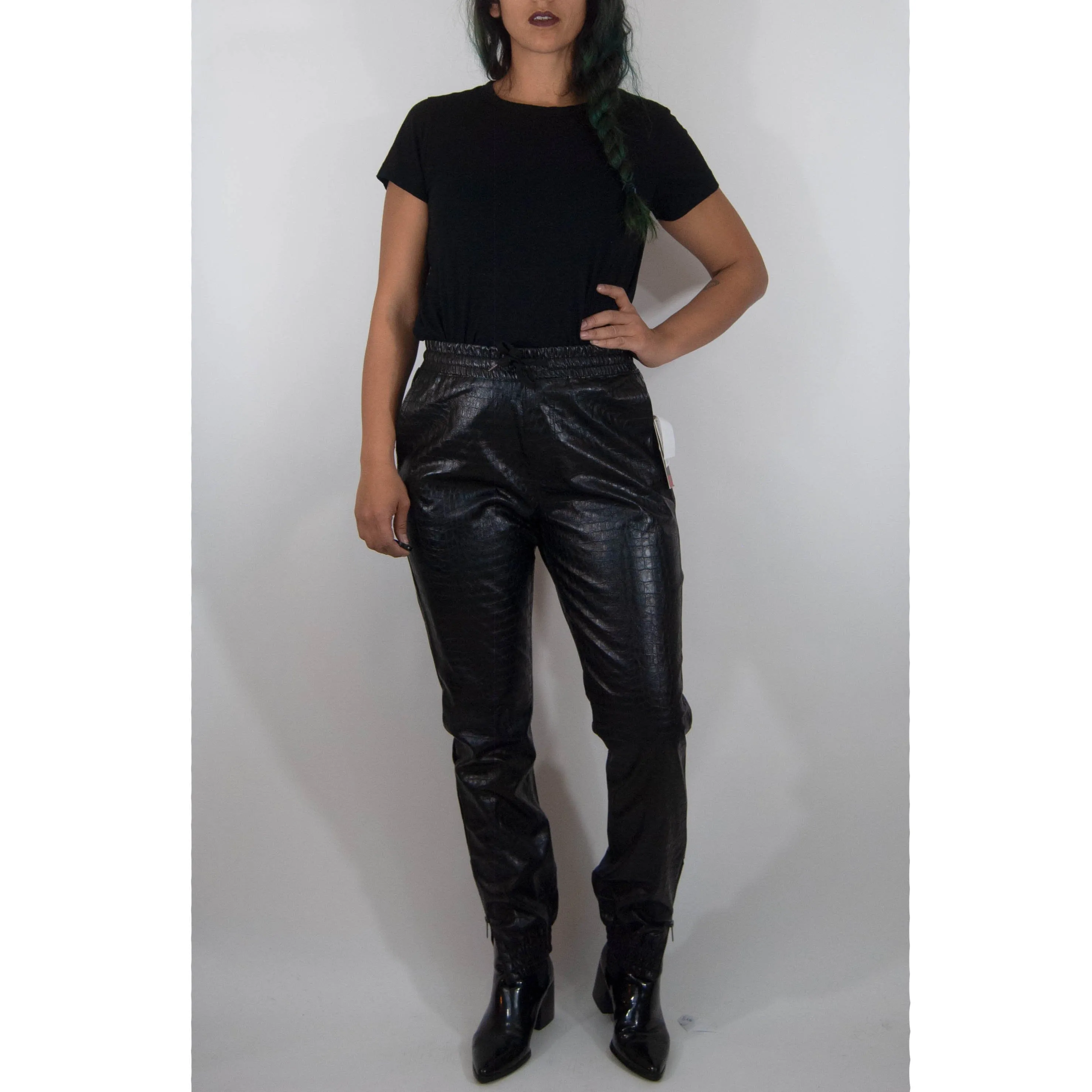 00's Pleather Black Joggers  by South Pole