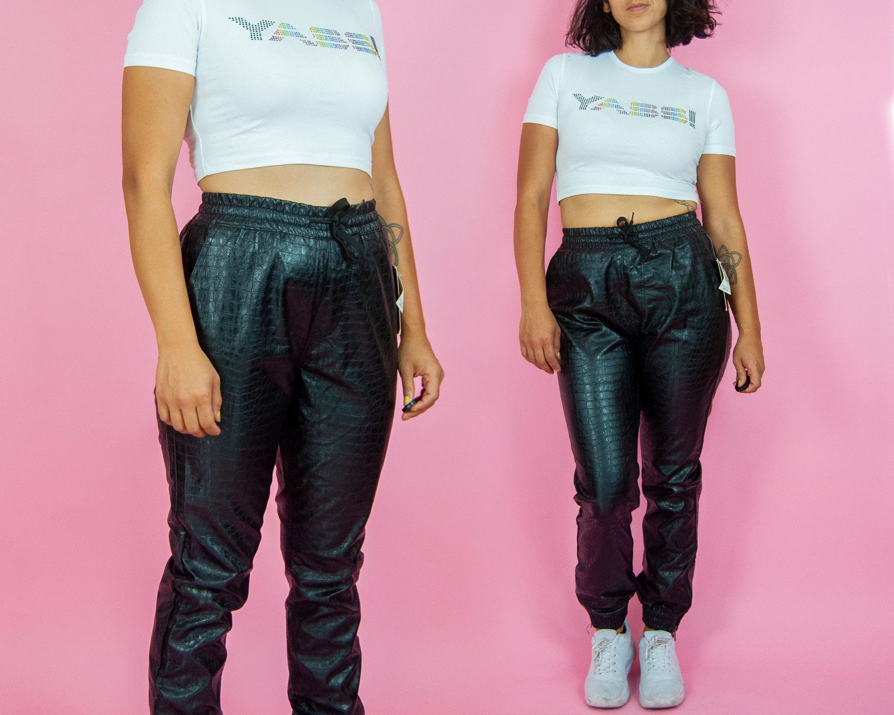 00's Pleather Black Joggers  by South Pole