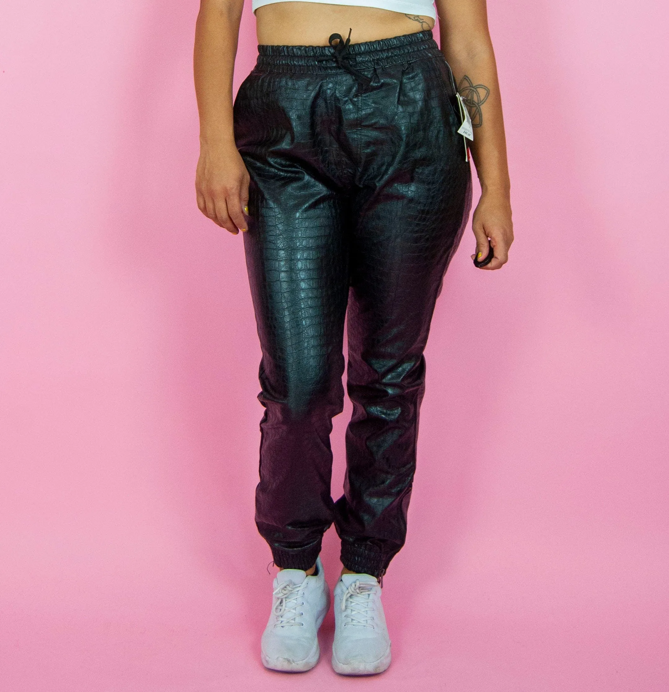 00's Pleather Black Joggers  by South Pole