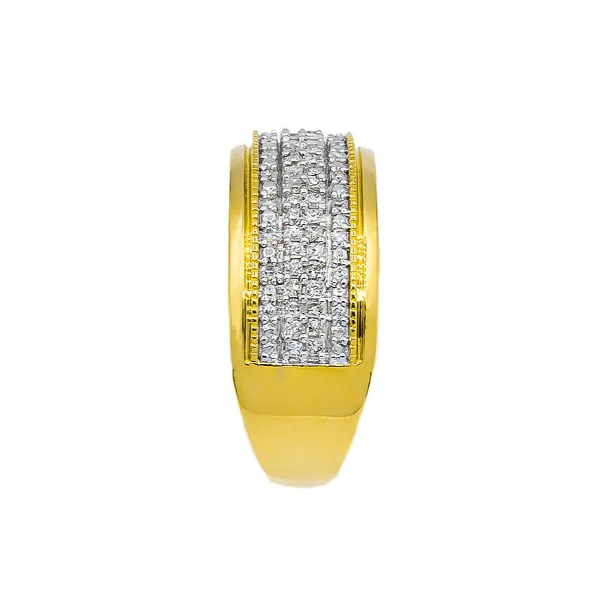 10k Yellow Solid Gold Mens Diamond Wedding Ring Band 0.66 ctw