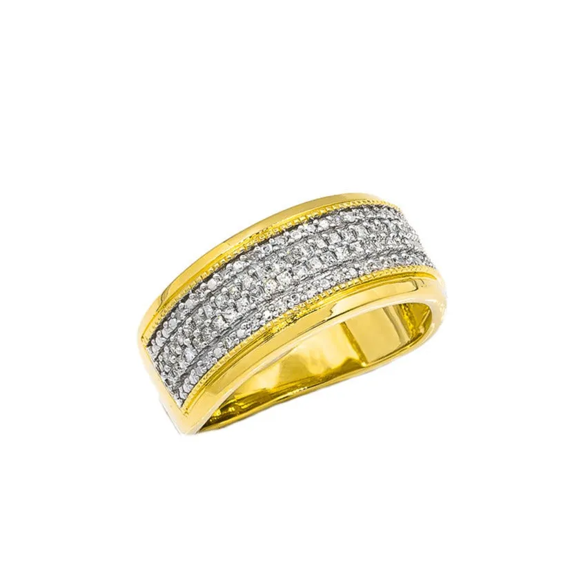 10k Yellow Solid Gold Mens Diamond Wedding Ring Band 0.66 ctw