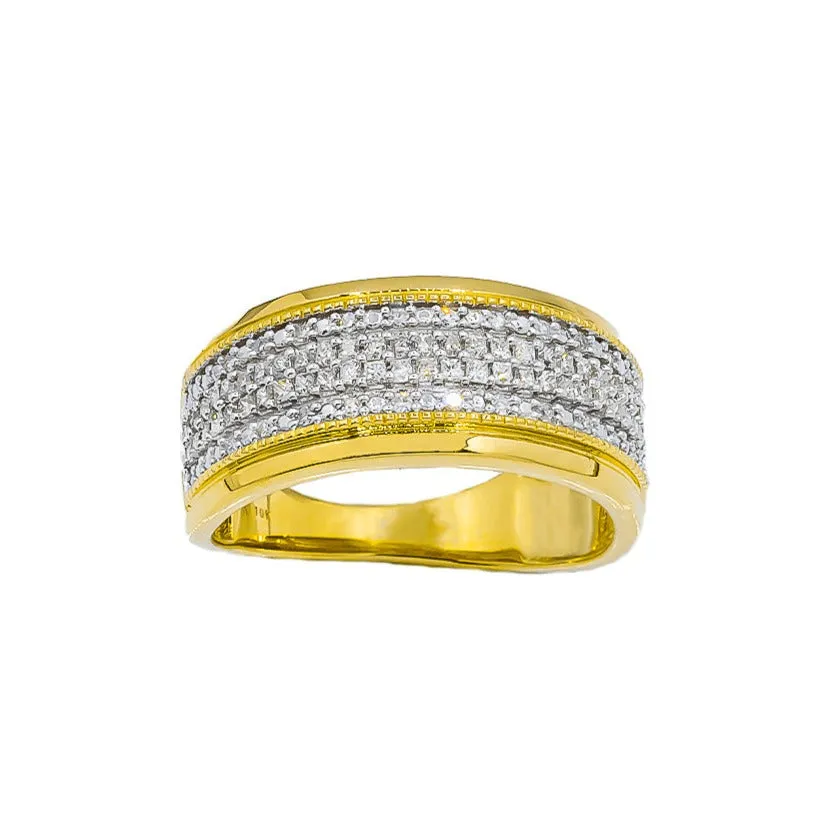 10k Yellow Solid Gold Mens Diamond Wedding Ring Band 0.66 ctw