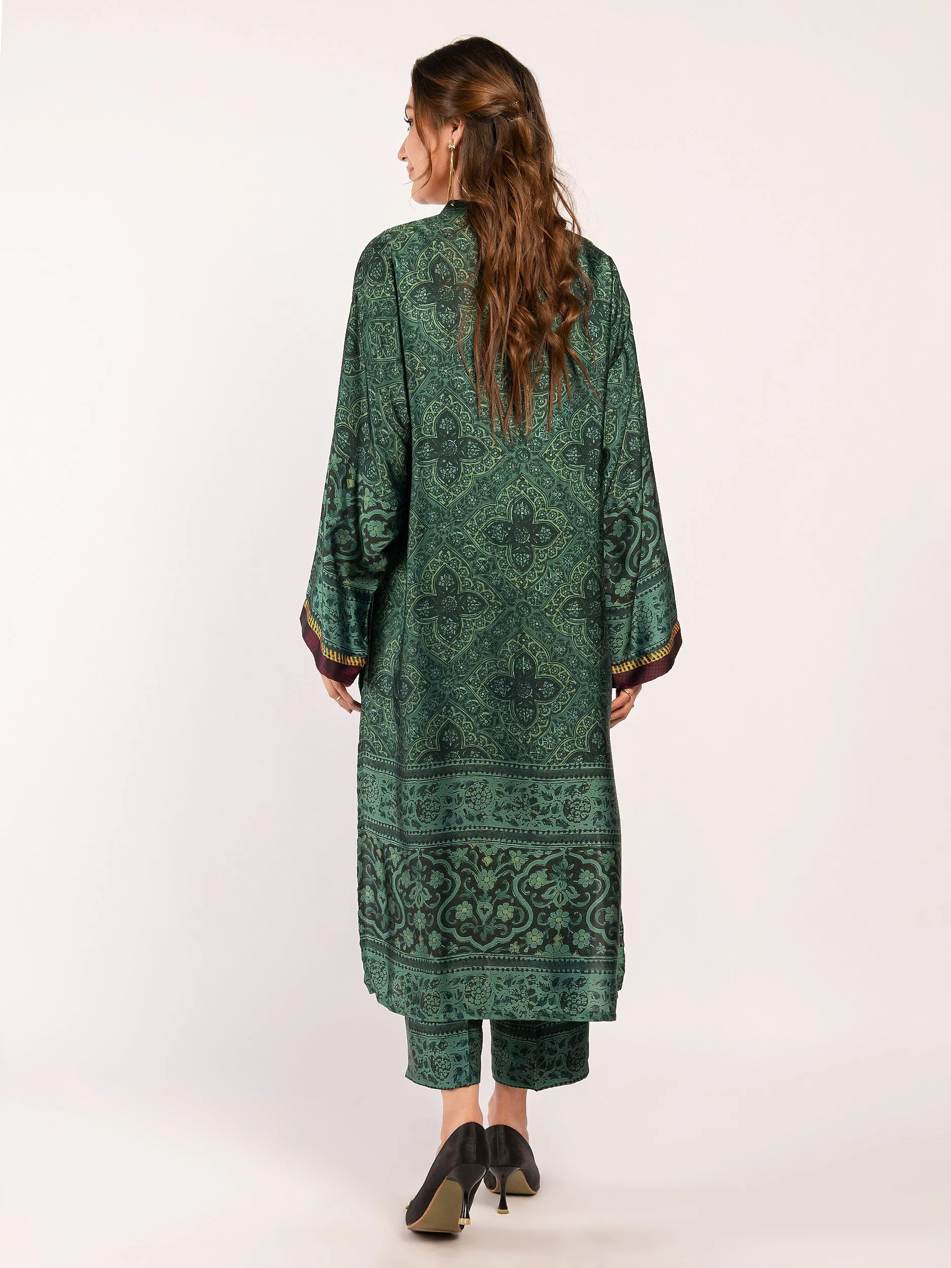 2 Piece Embroidered Silk Suit