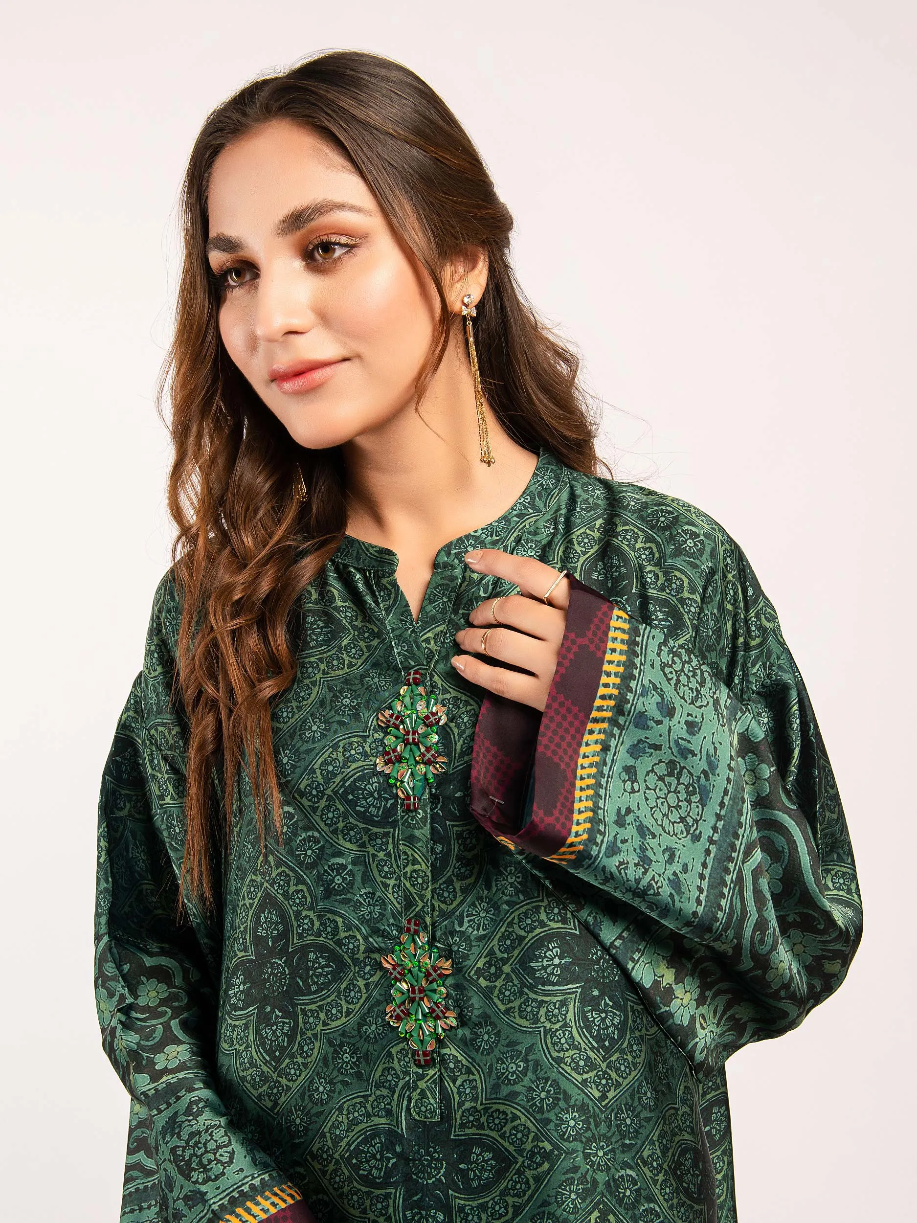 2 Piece Embroidered Silk Suit