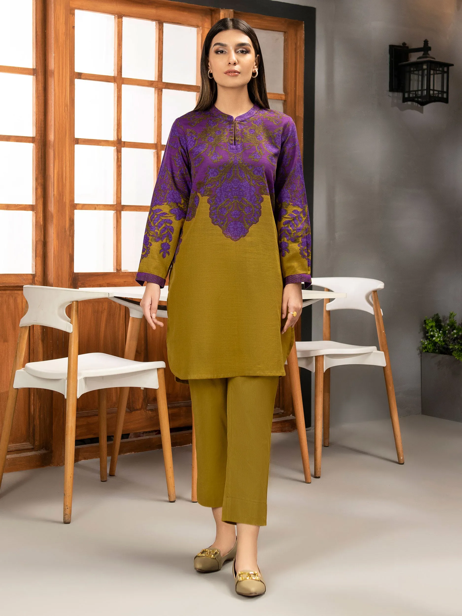 2 Piece Khaddar Suit-Printed (Unstitched)