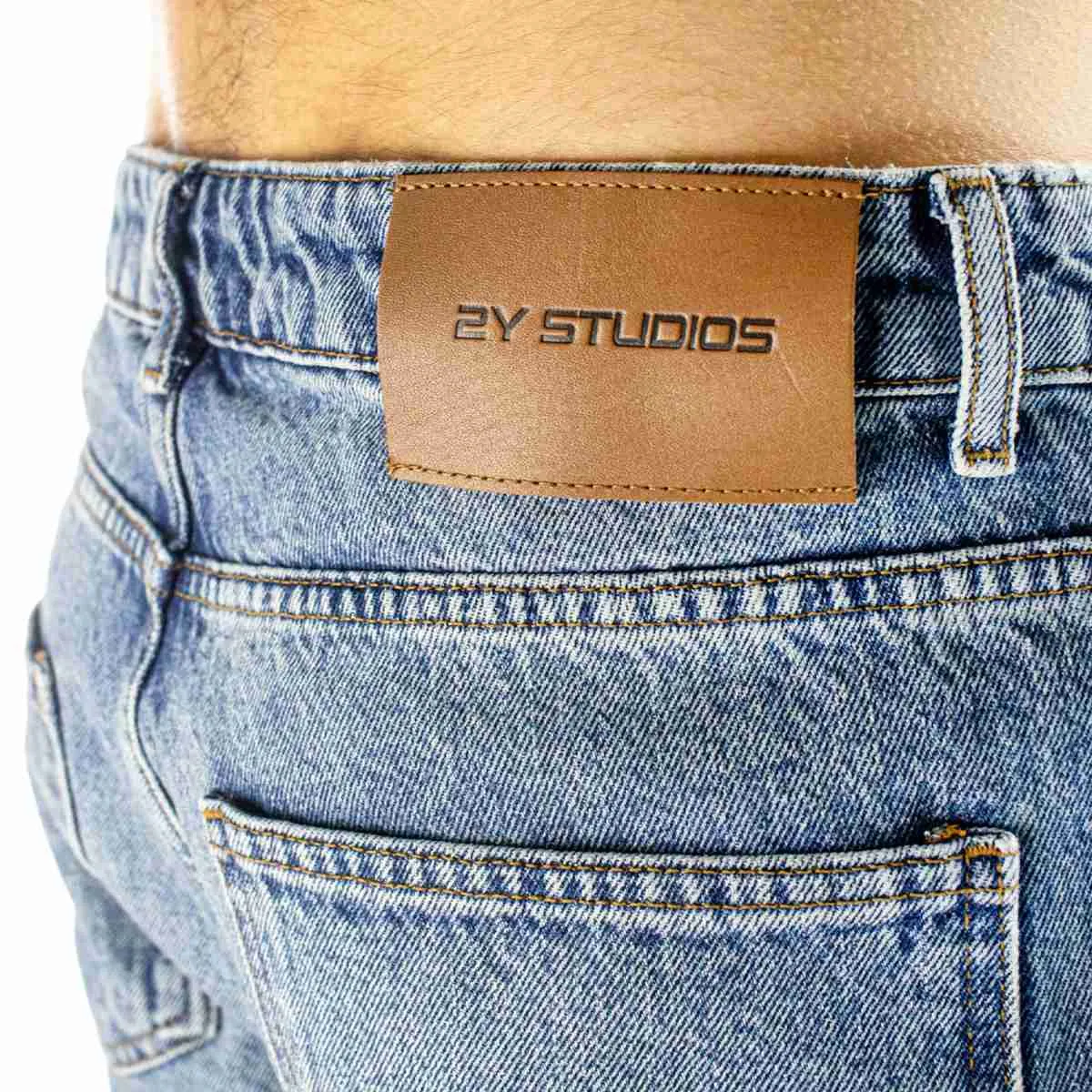 2Y Studios Mens Distressed Straight-Leg Jeans, Blue (Model J-S-10003)