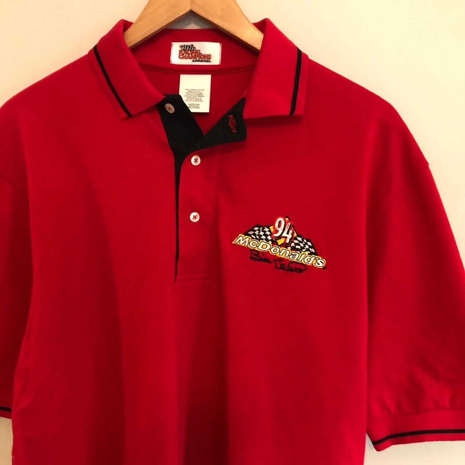 #94 Nascar Mcdonalds Bill Elliott Mens Polo Shirt Apparel Med by Racing Champions