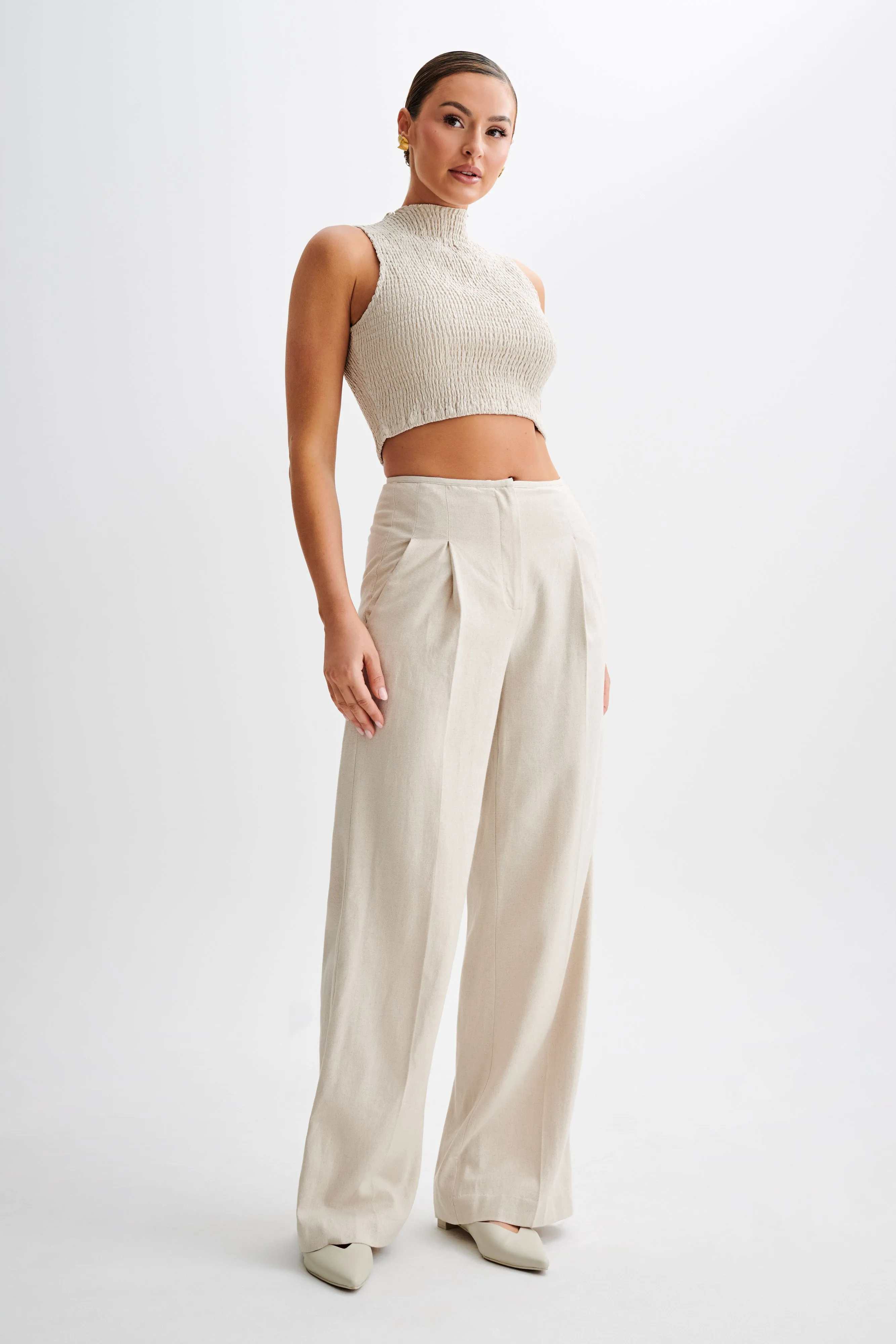 Adrina Straight Leg Linen Pant - Natural