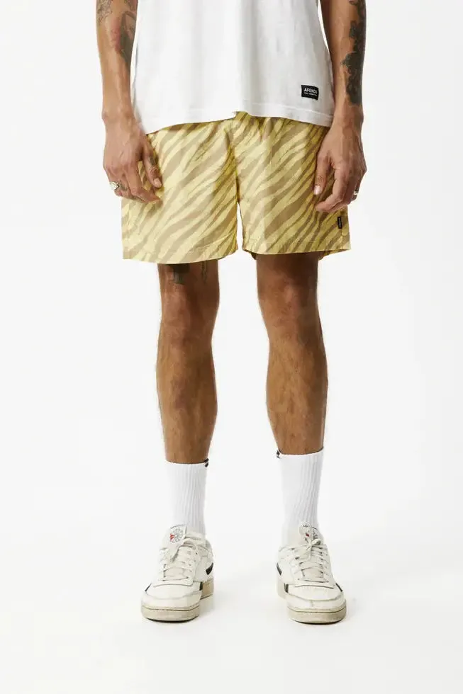 Afends baywatch atmosphere elastic waist shorts- butter stripe