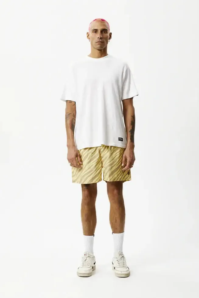 Afends baywatch atmosphere elastic waist shorts- butter stripe