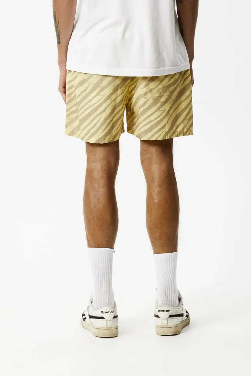 Afends baywatch atmosphere elastic waist shorts- butter stripe