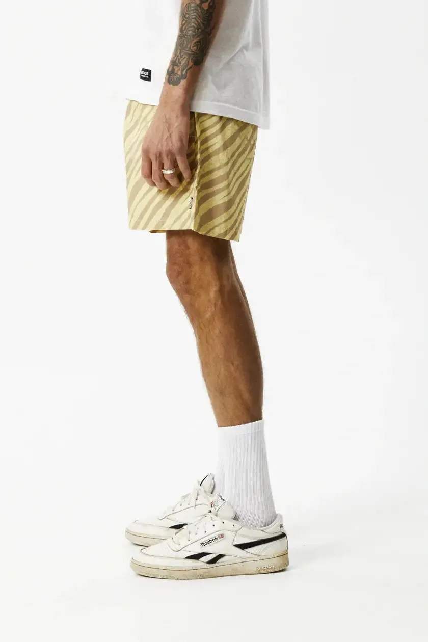 Afends baywatch atmosphere elastic waist shorts- butter stripe