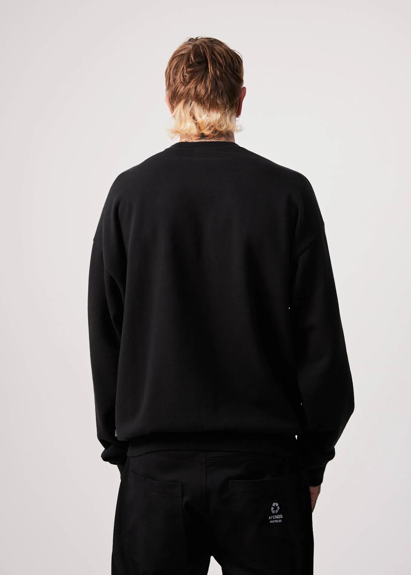 AFENDS Mens Spaced - Crew Neck Jumper - Black