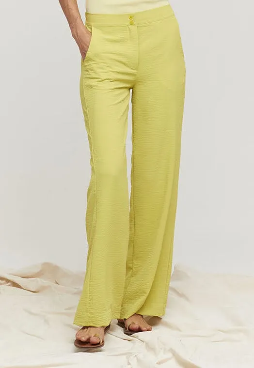 AM Lime Ozo Button Wide leg Pant w Pockets