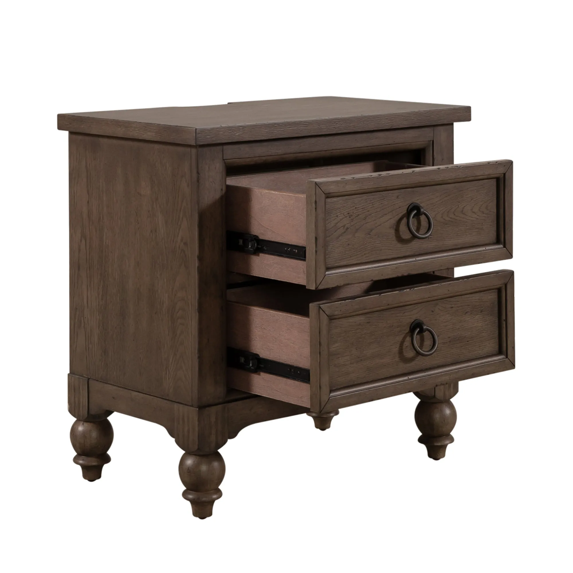 Americana Farmhouse 615-BR61 2 Drawer Night Stand w/ Charging Station