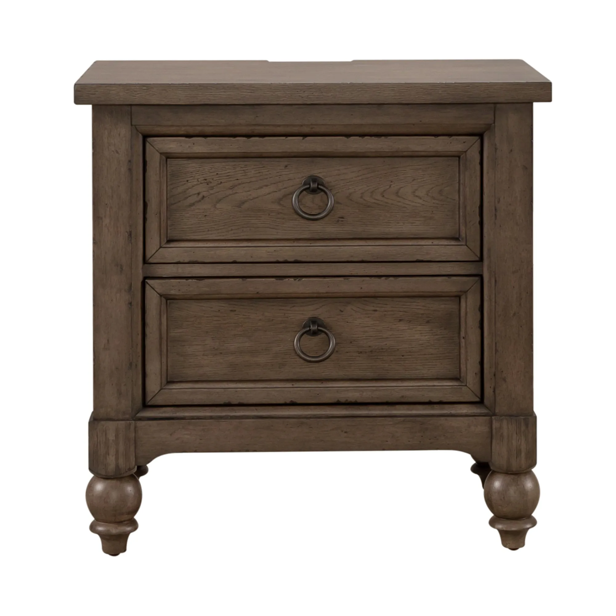 Americana Farmhouse 615-BR61 2 Drawer Night Stand w/ Charging Station