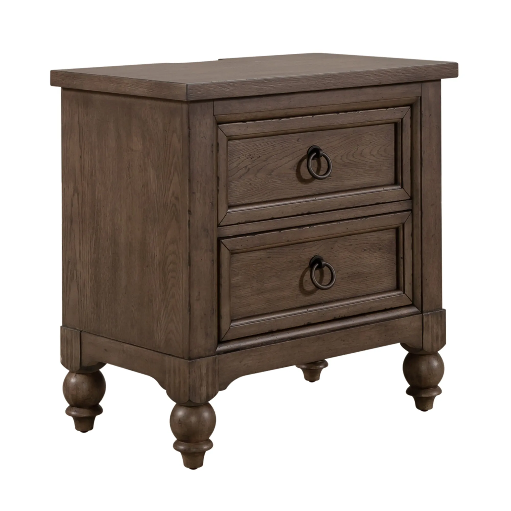 Americana Farmhouse 615-BR61 2 Drawer Night Stand w/ Charging Station