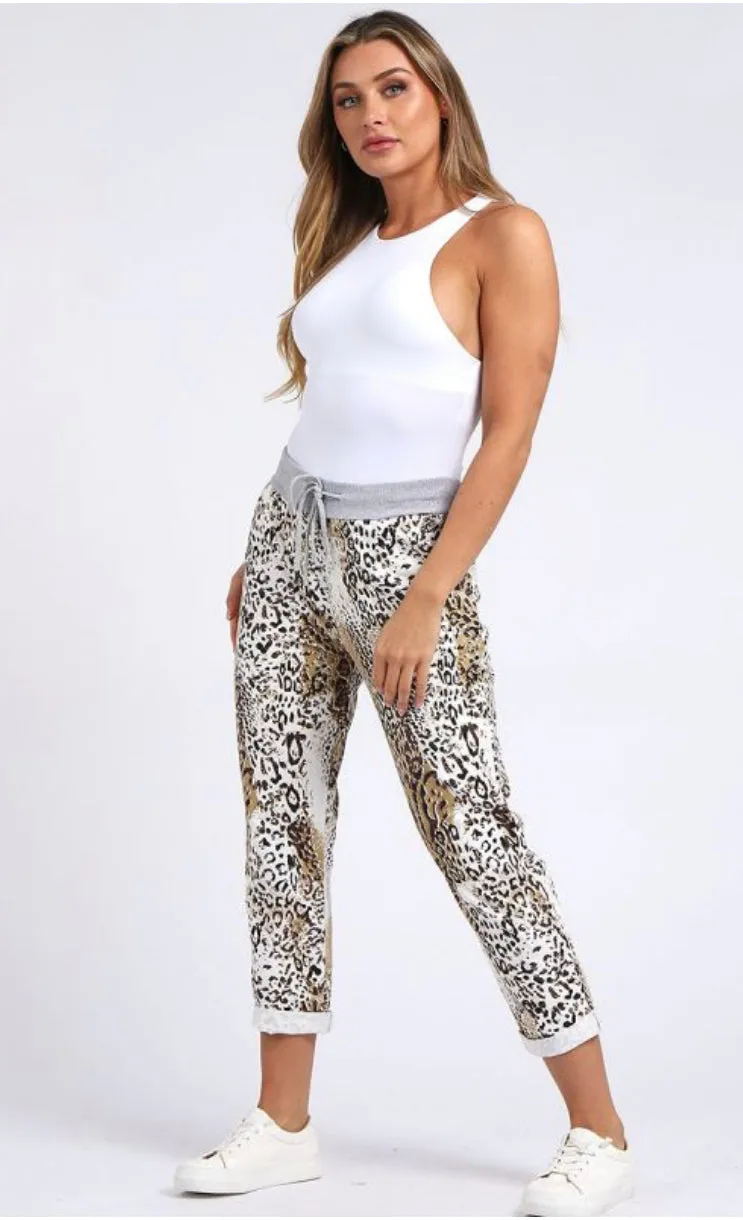 Anne   Kate Italian Leopard Print Pant Tan 16-20