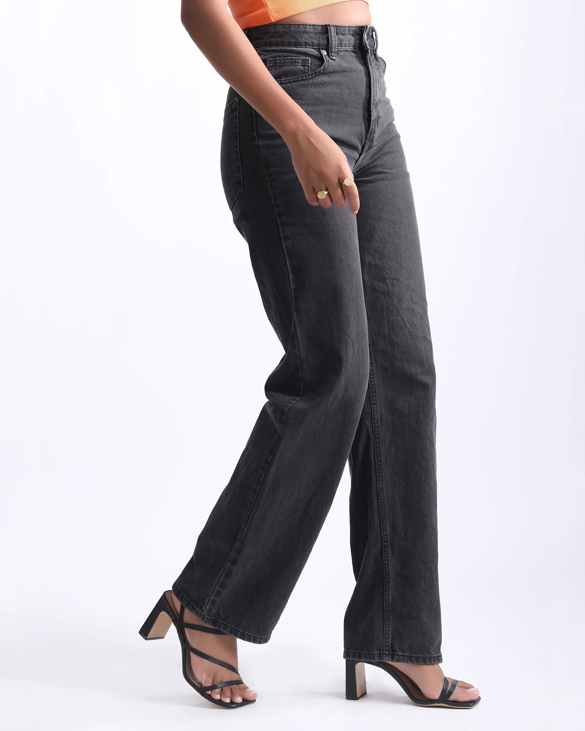 ASH BLACK WIDE LEG JEANS