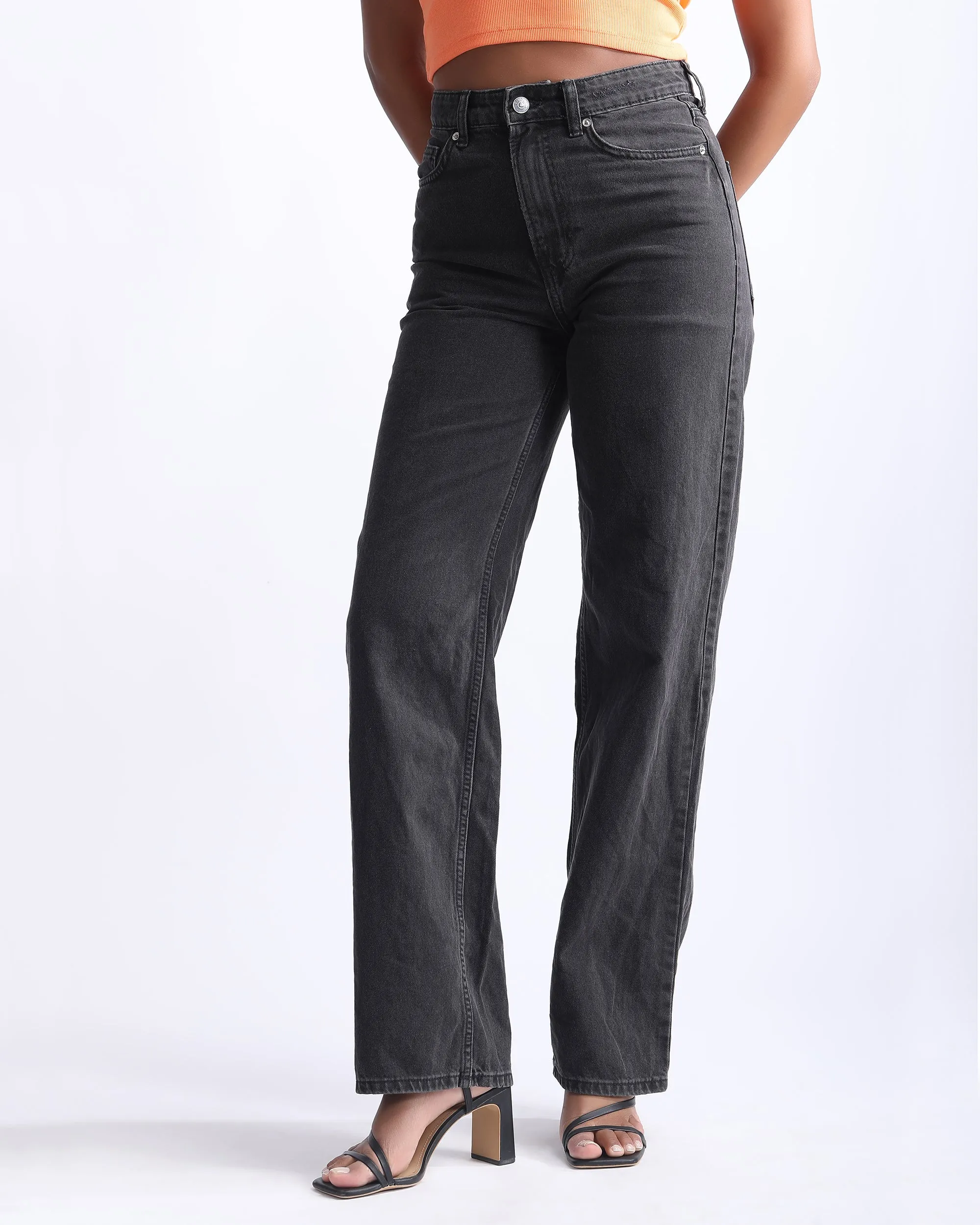 ASH BLACK WIDE LEG JEANS