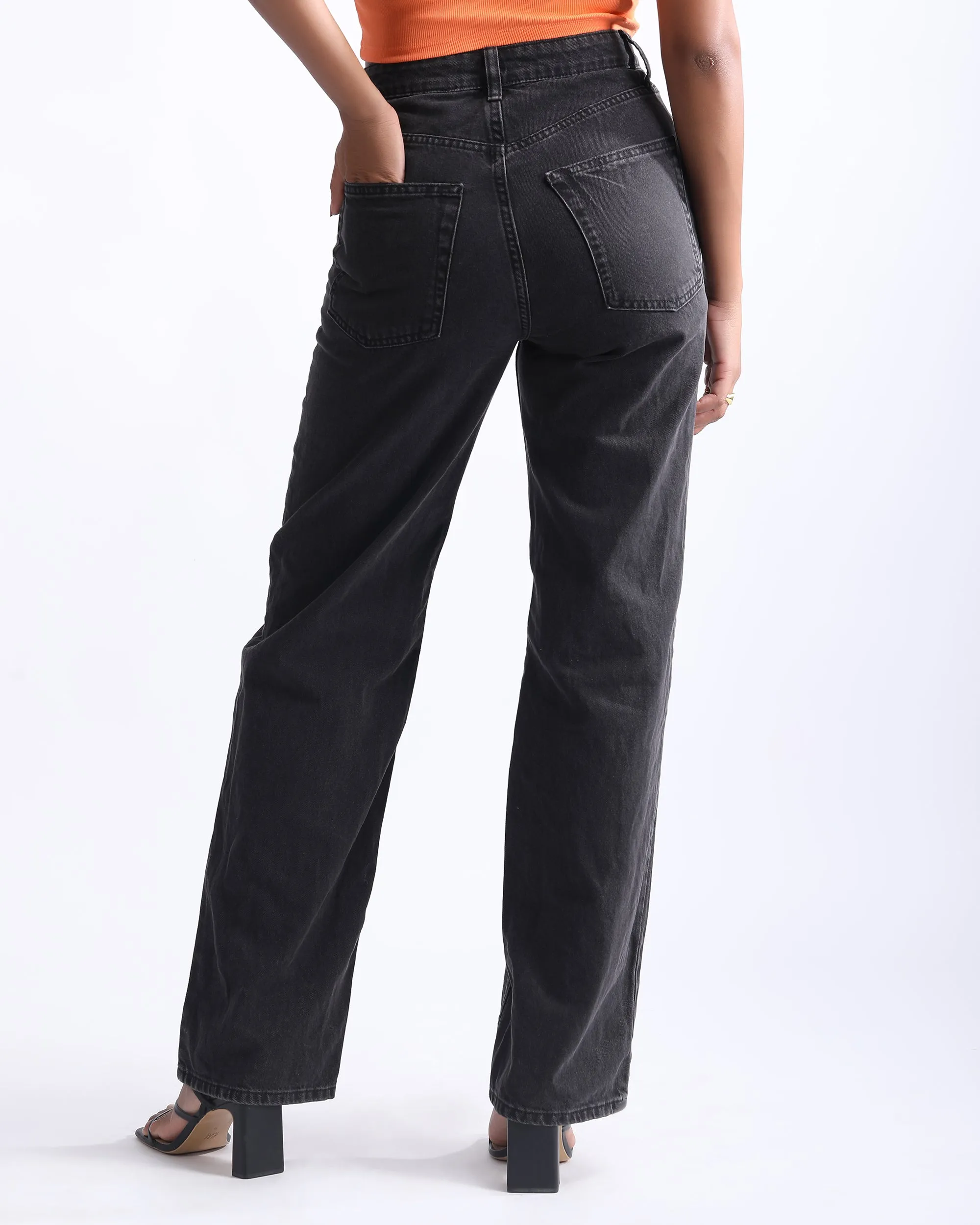 ASH BLACK WIDE LEG JEANS