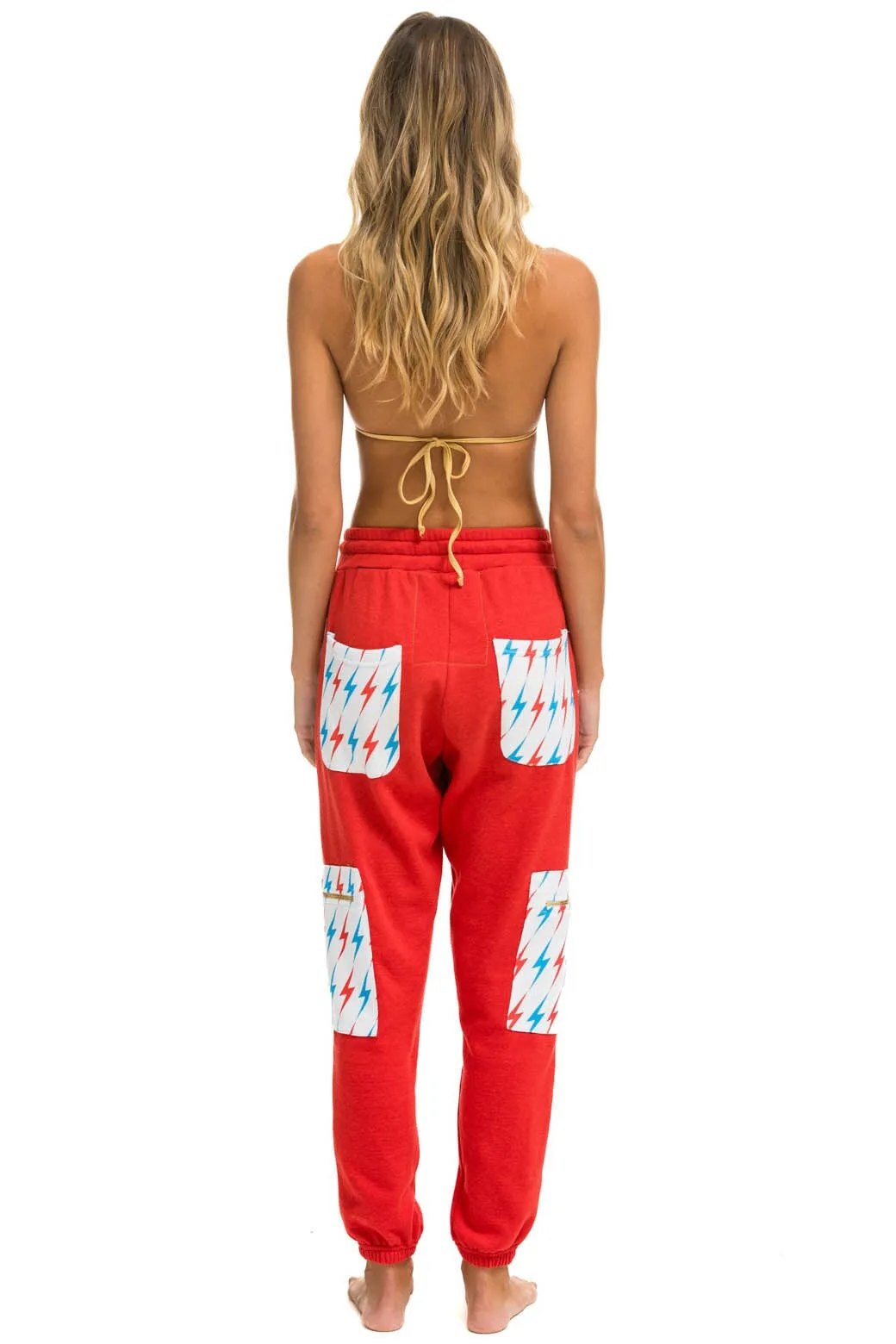 AVIATOR BOLT CARGO COLOR BLOCK SWEATPANTS - RED // USA