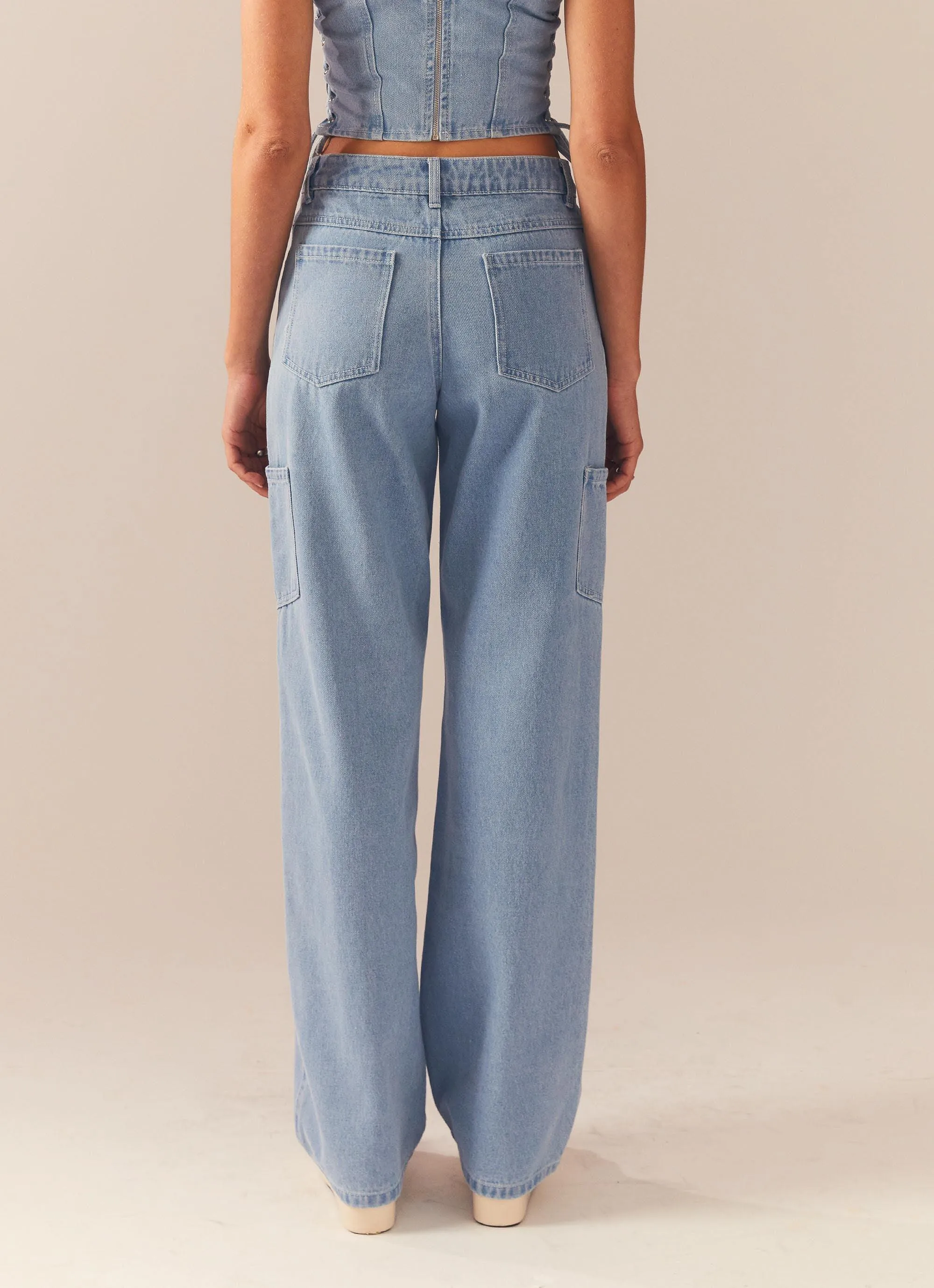 Backstage Pass Denim Lowrise Pants - Subdued Blue