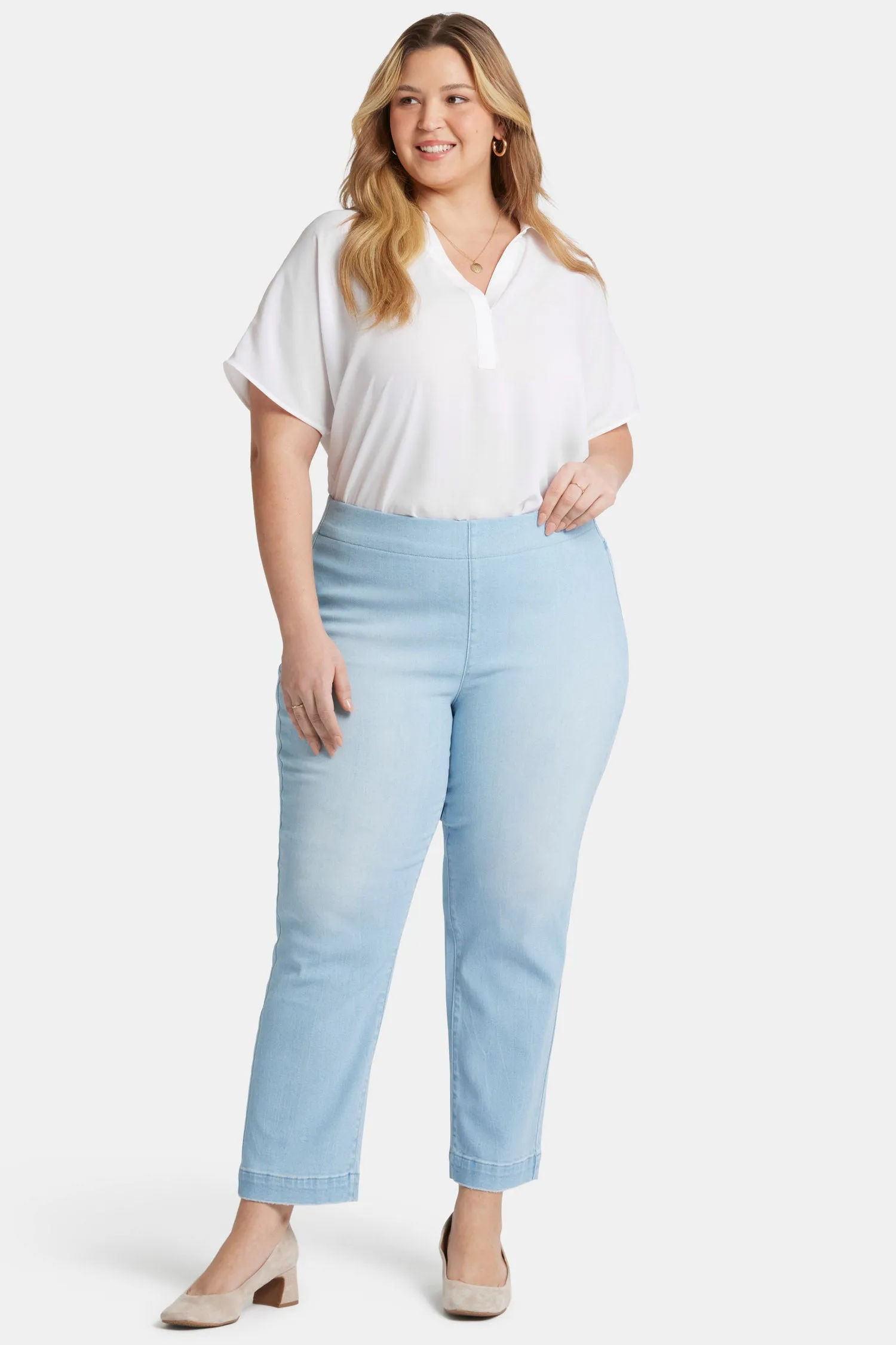 Bailey Relaxed Straight Ankle Pull-On Jeans In Plus Size - Santorini