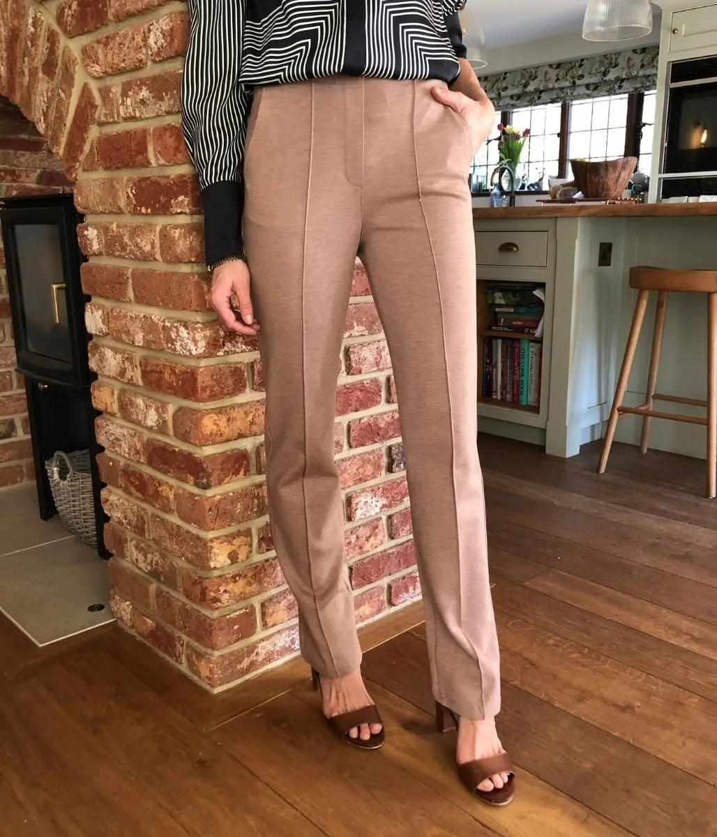 Beige Straight Leg Ponte Trousers