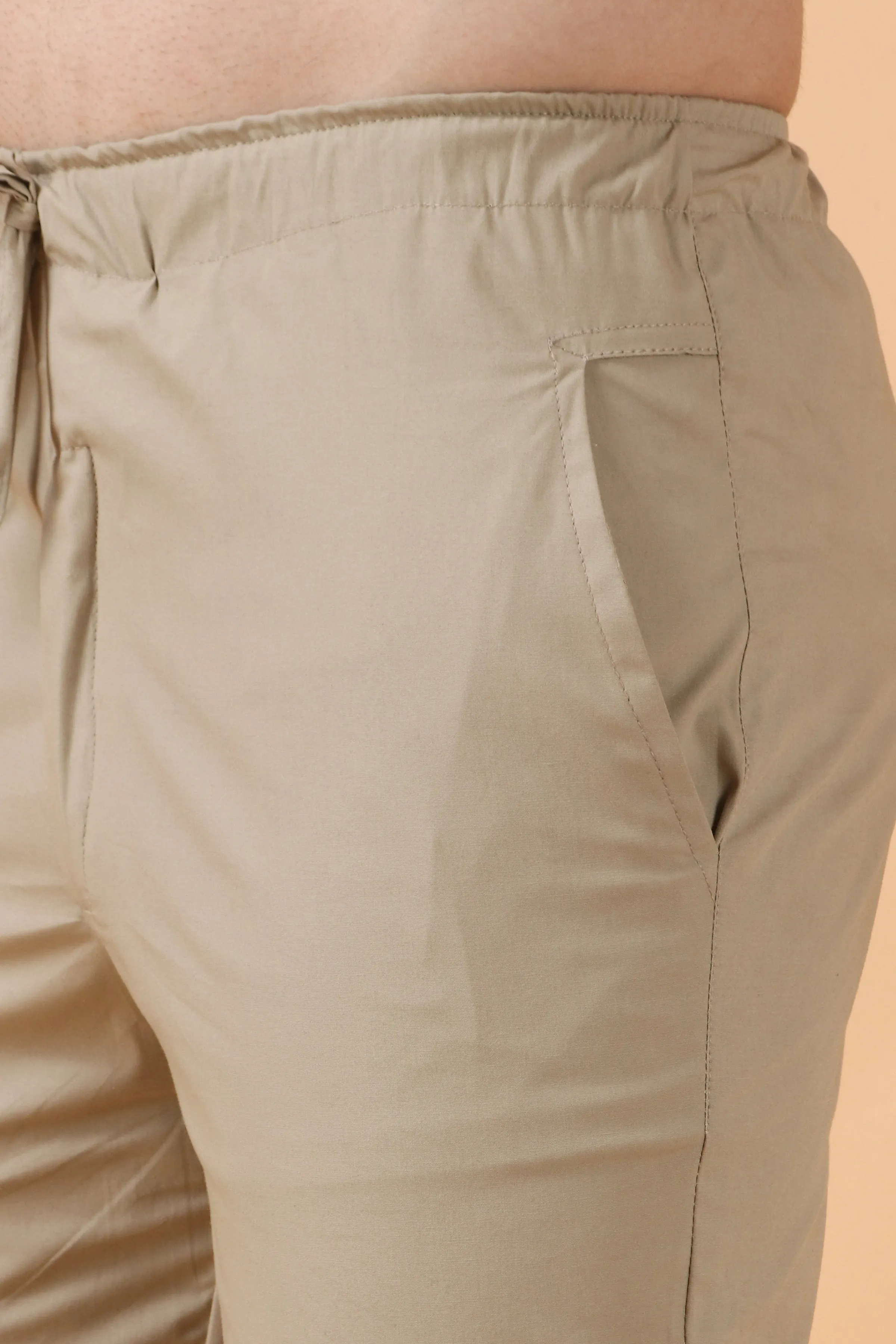 Beige Stretch Cargo Pants