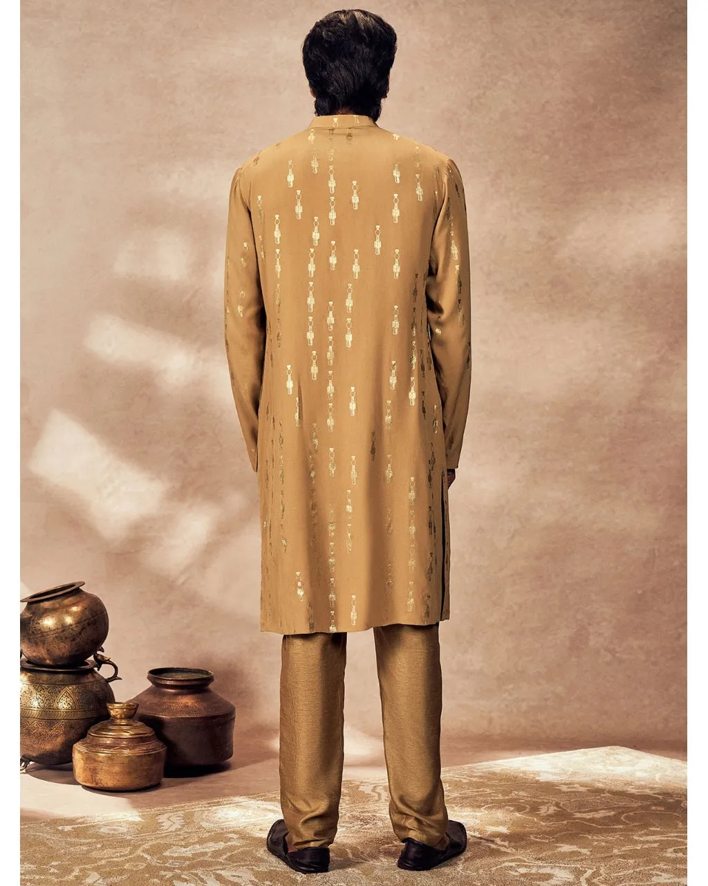 Beige Tribal Pillar Kurta Set