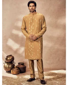 Beige Tribal Pillar Kurta Set