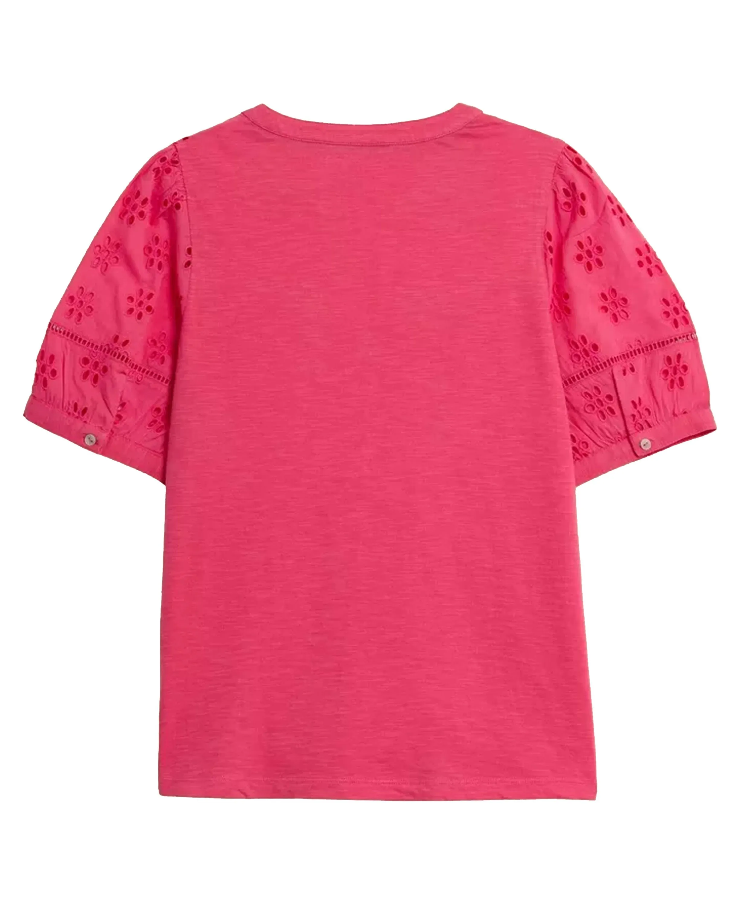 Bella Broderie Mix Top - Mid Pink