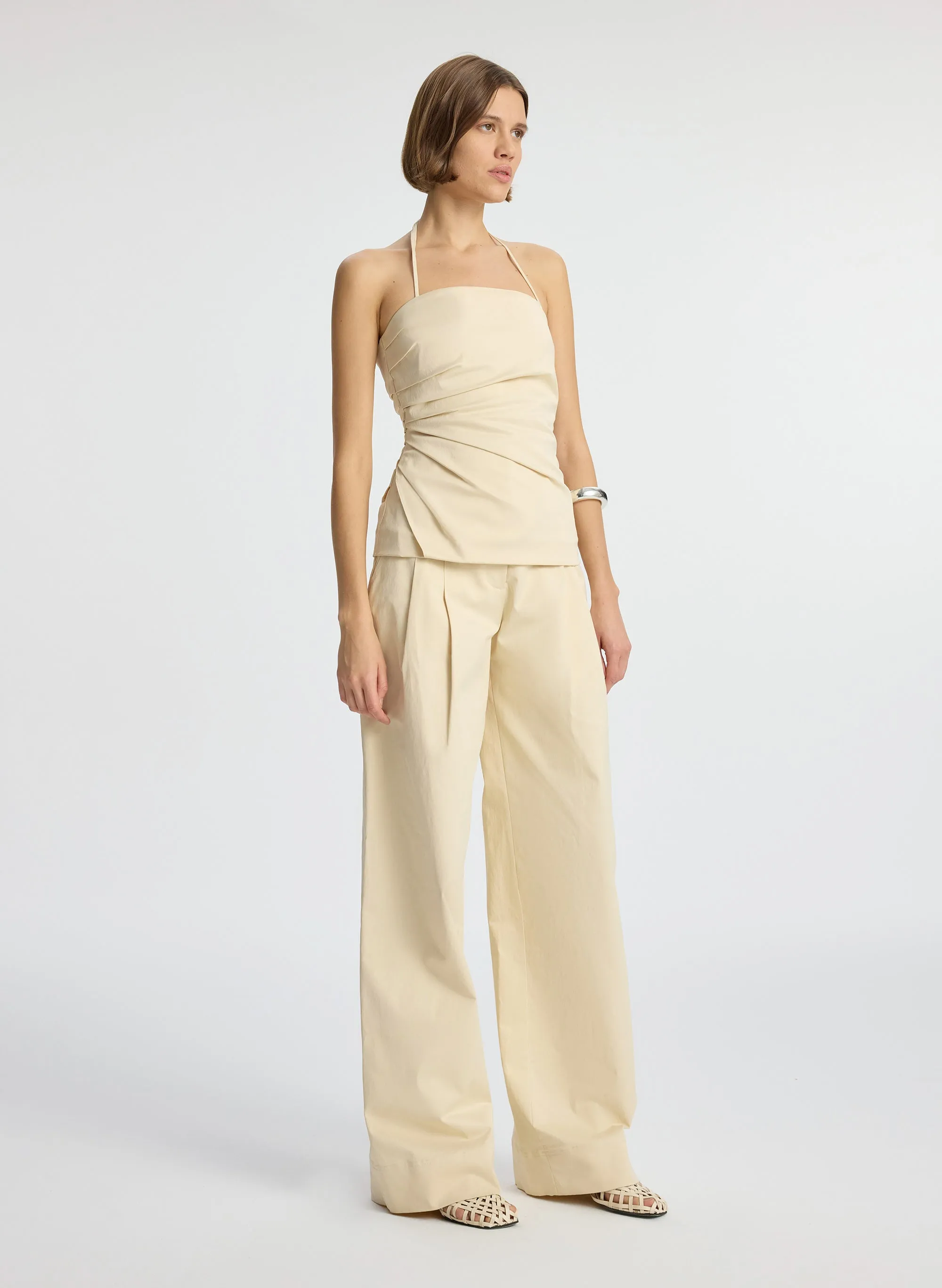 Bennett Sateen Wide-Leg Pant