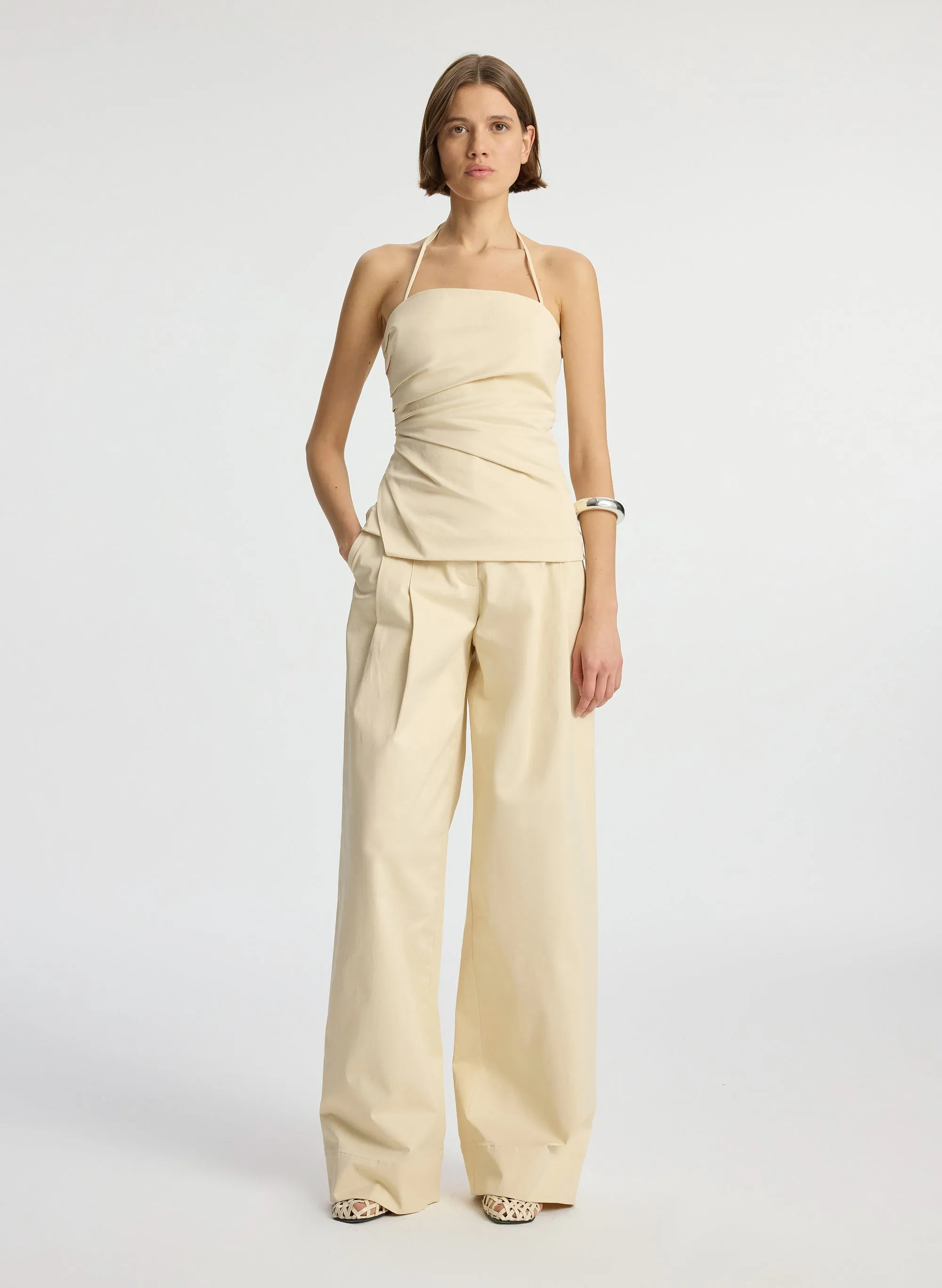 Bennett Sateen Wide-Leg Pant