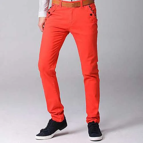 Big Size 30-44 Fashion Korean Casual Straight Slim Pants Men's  Solid Color Trousers