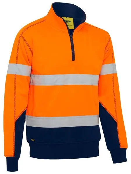 Bisley Hi Vis 2 Tone Taped 1/4 Zip Fleecer Pullover c/w Sherpa Lining BK6987T