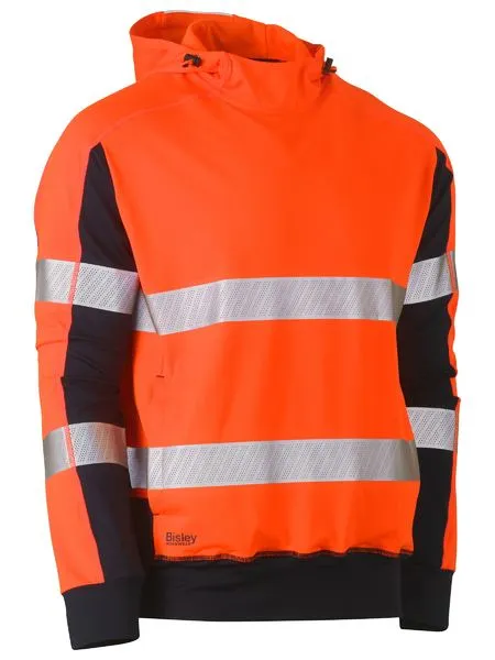 Bisley Hi Vis 2 Tone Taped Contrast 4 Way Stretchy Hoodie BK6815T