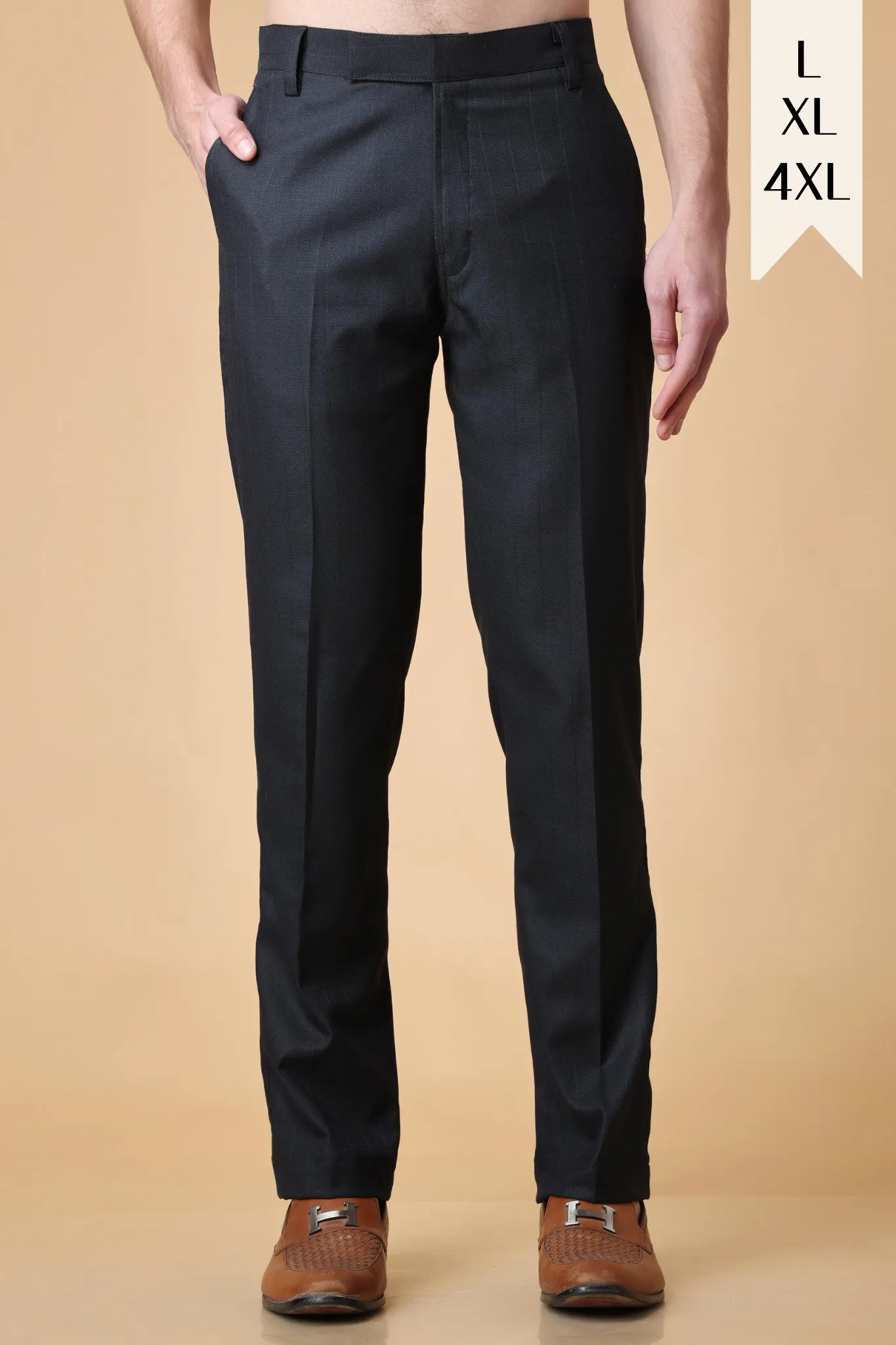 Black Checkered Formal Trousers