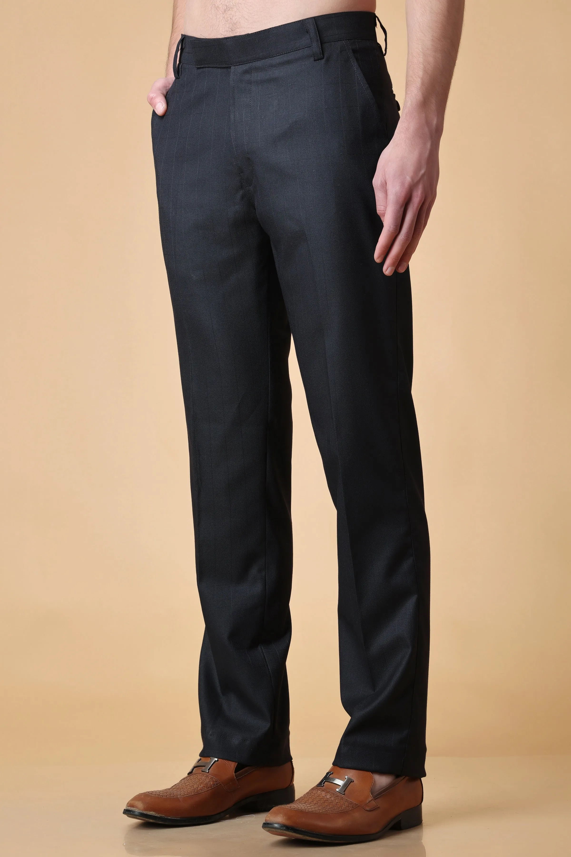 Black Checkered Formal Trousers