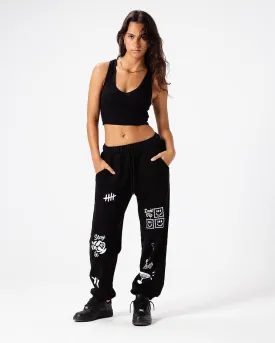 Black Printed Swants (Sweatpants)