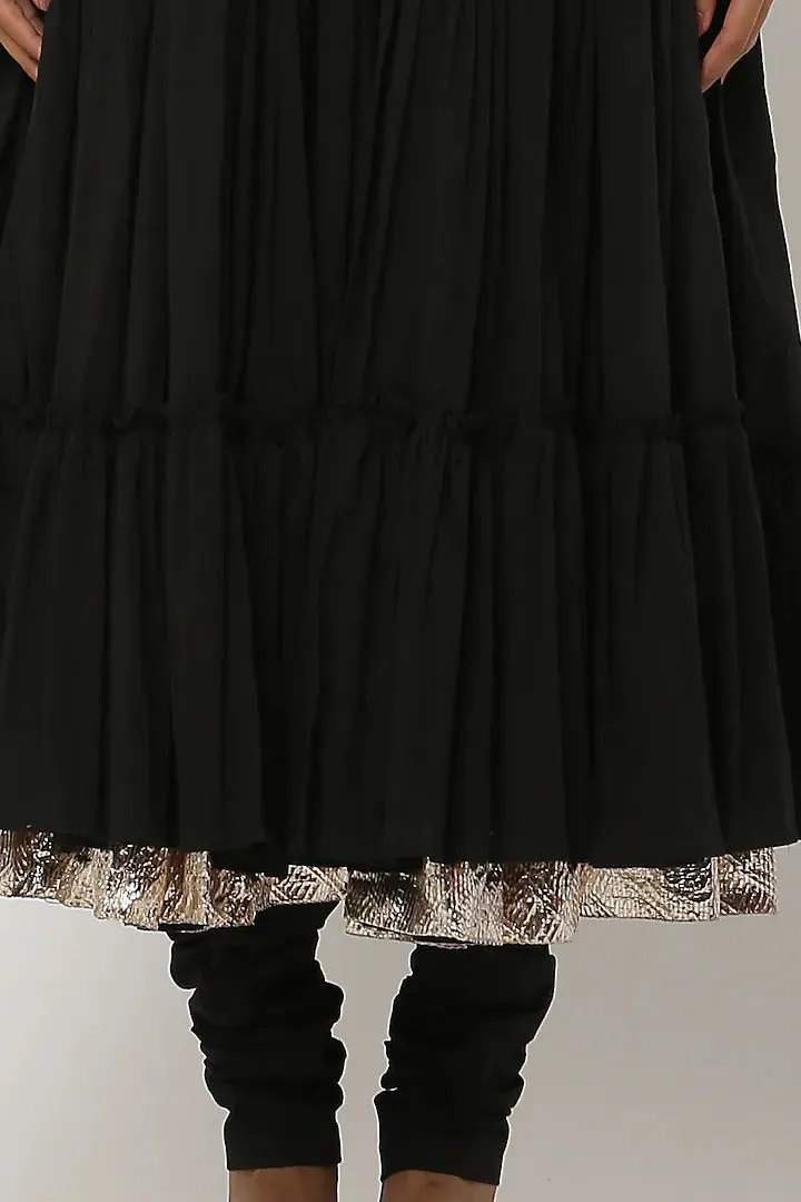 Black Tiered Kalidar Anarkali Set