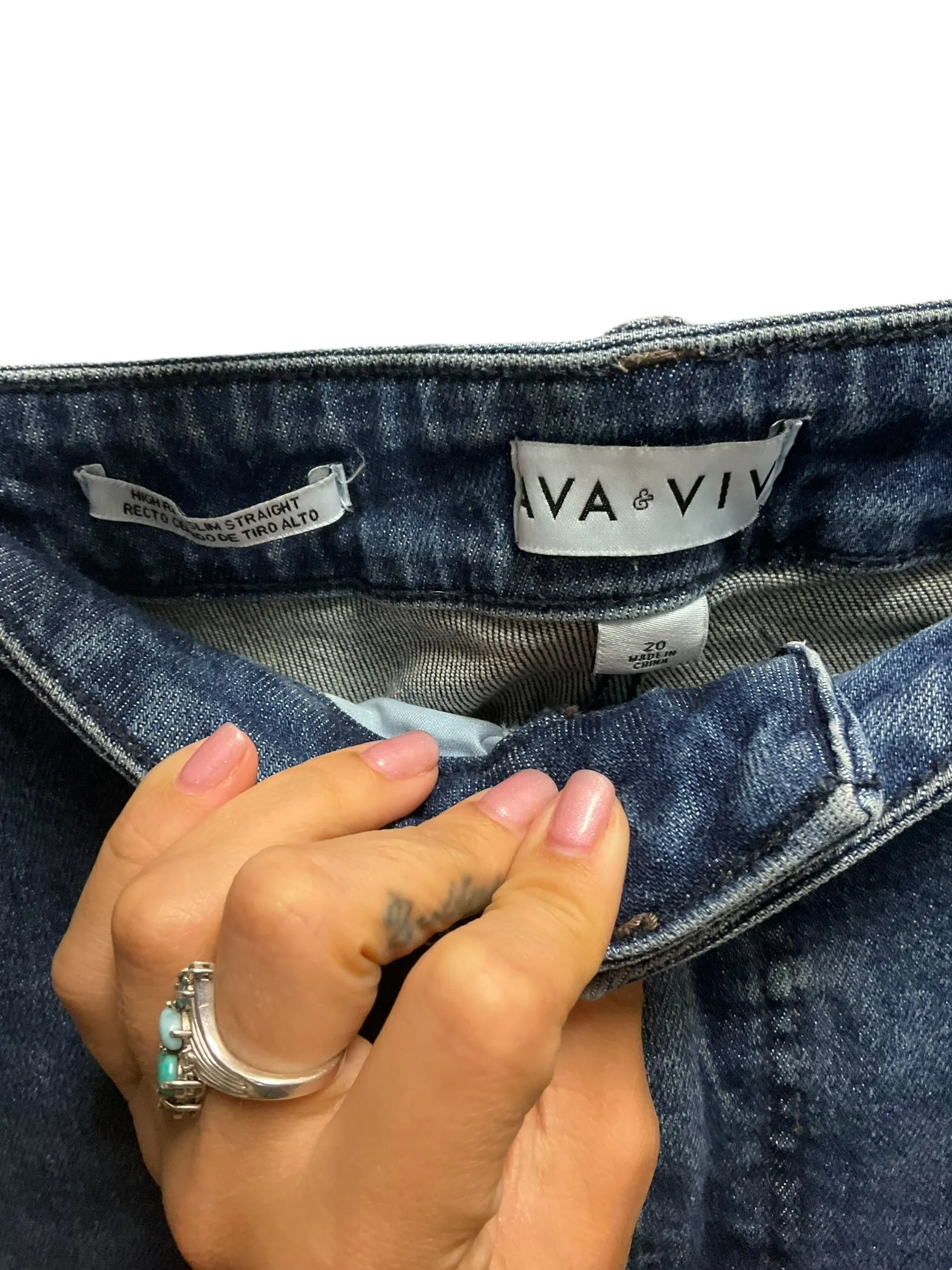 Blue Denim Jeans Straight Ava & Viv, Size 20