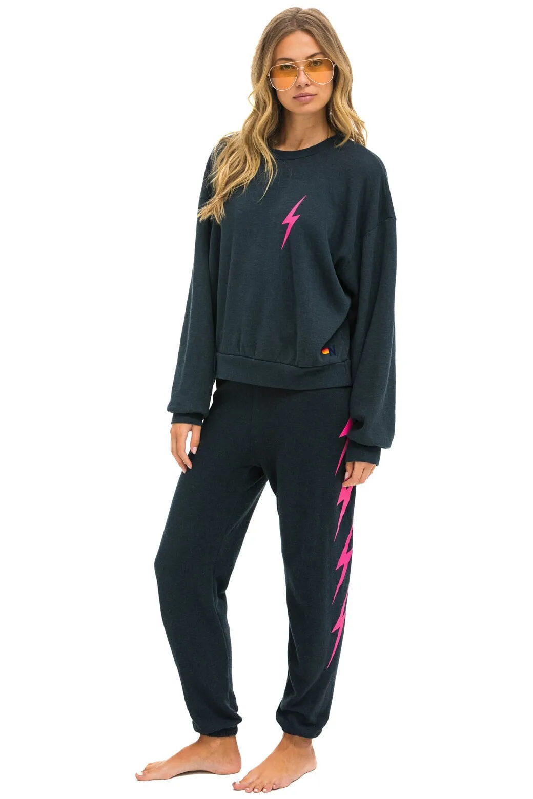 BOLT 4 SWEATPANTS - CHARCOAL // NEON PINK