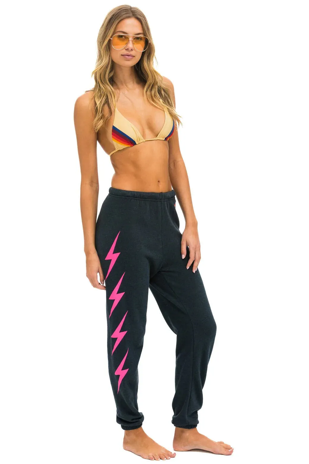 Bolt 4 Sweatpants ~ Charcoal / Neon Pink