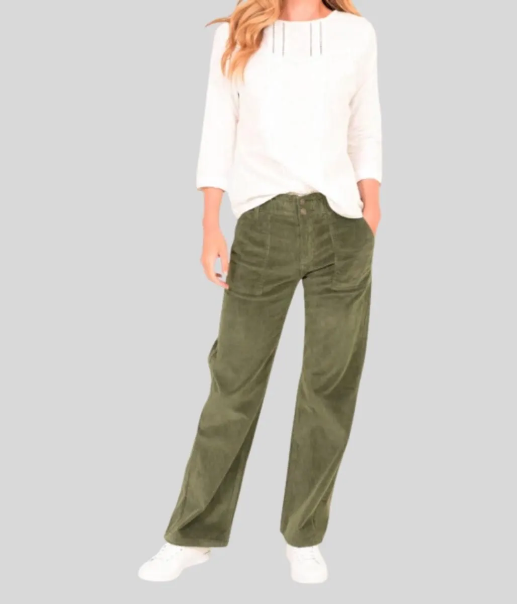 Brakeburn Green Wide Leg Corduroy Trousers 20