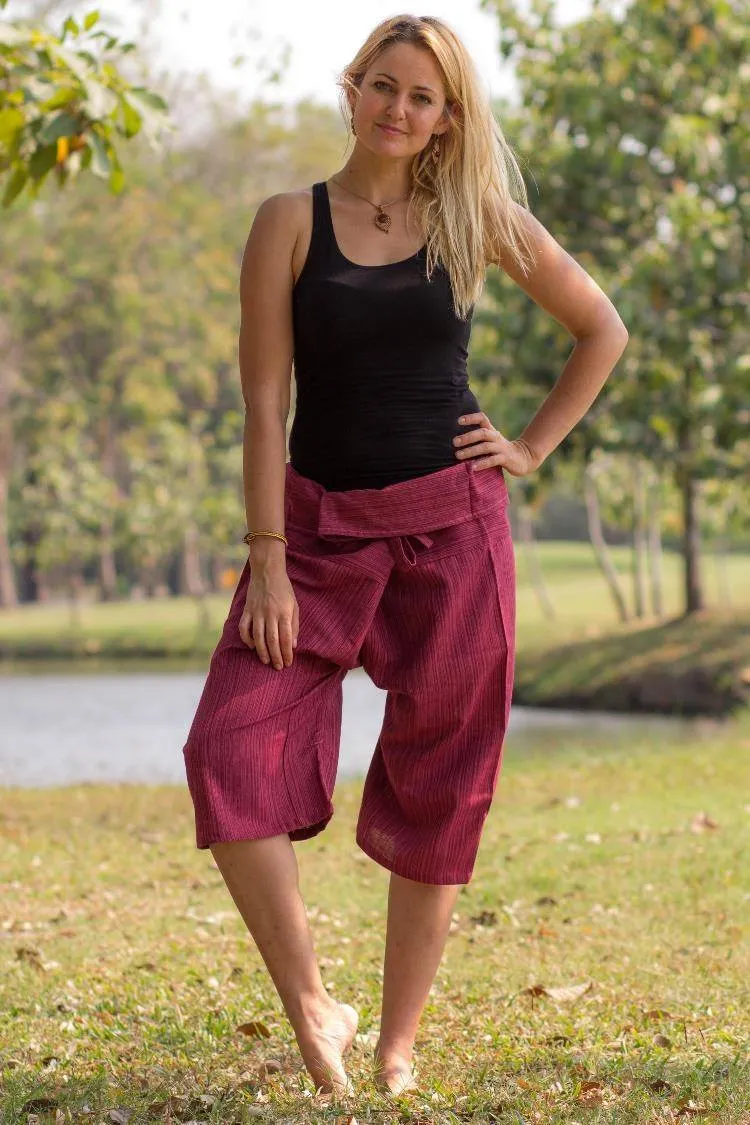 Burgundy Red 3/4 Fisherman Pants