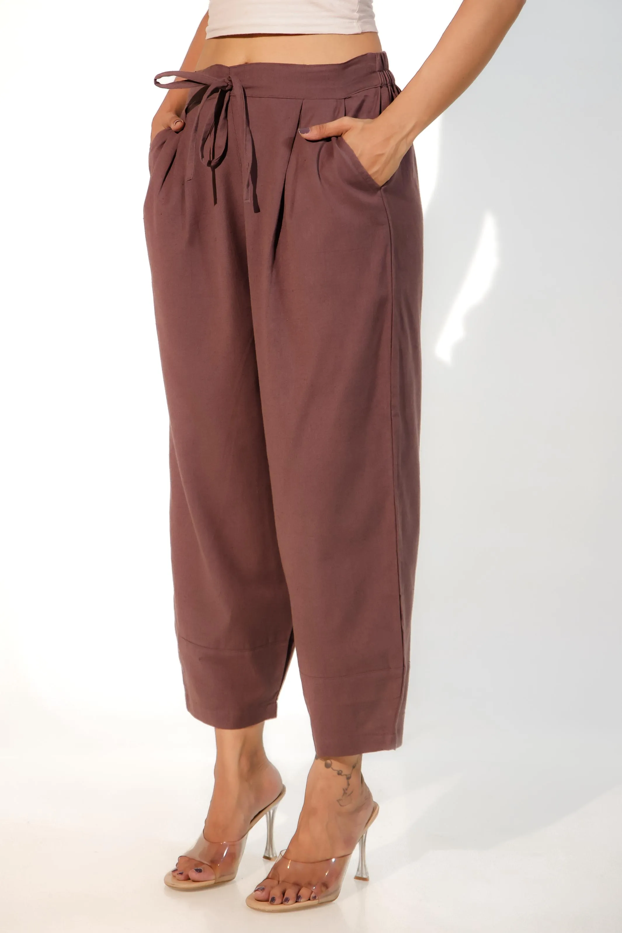 Burgundy Women's Regular-Fit Trousers