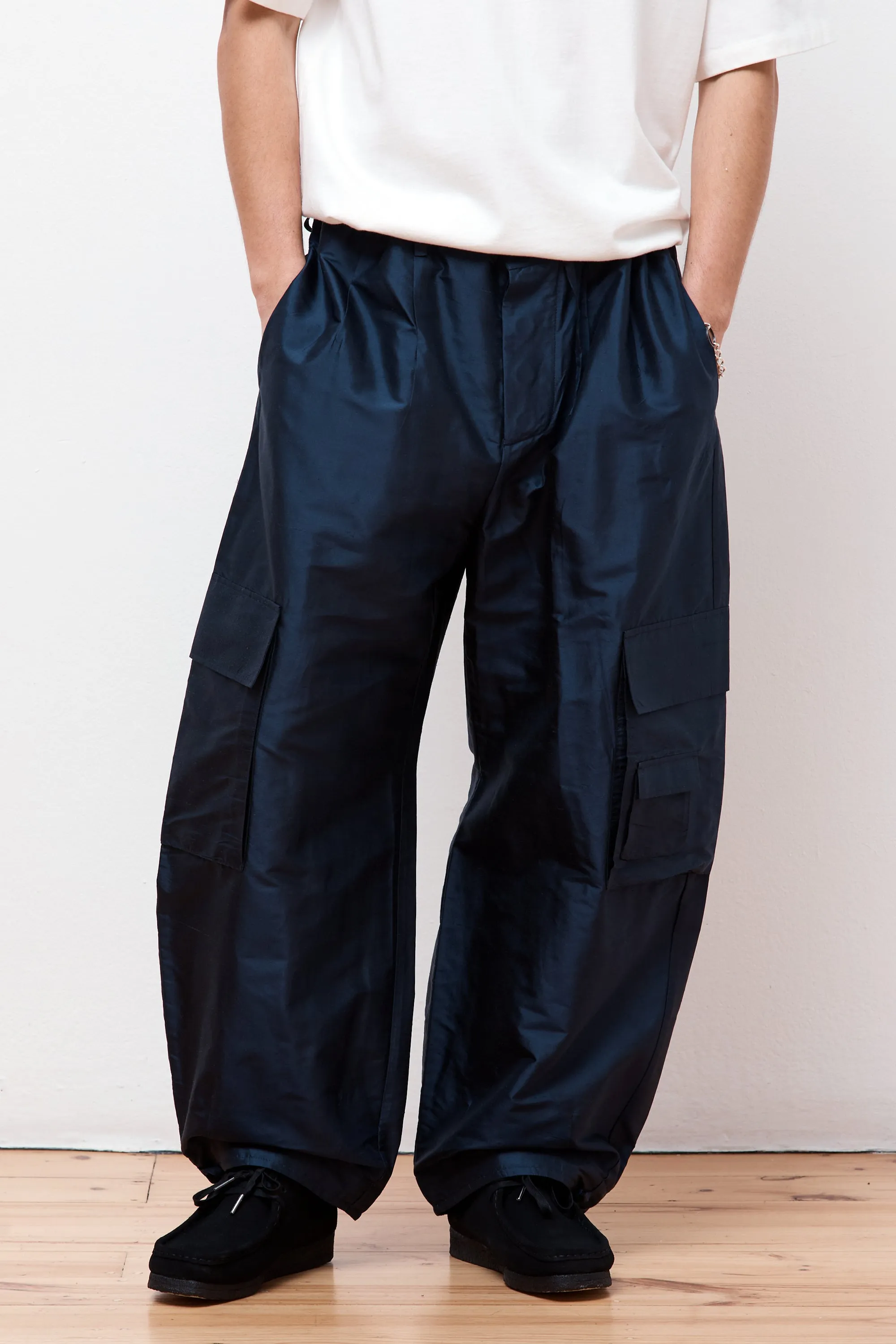 Cargo Silk Doupion Trouser Ink